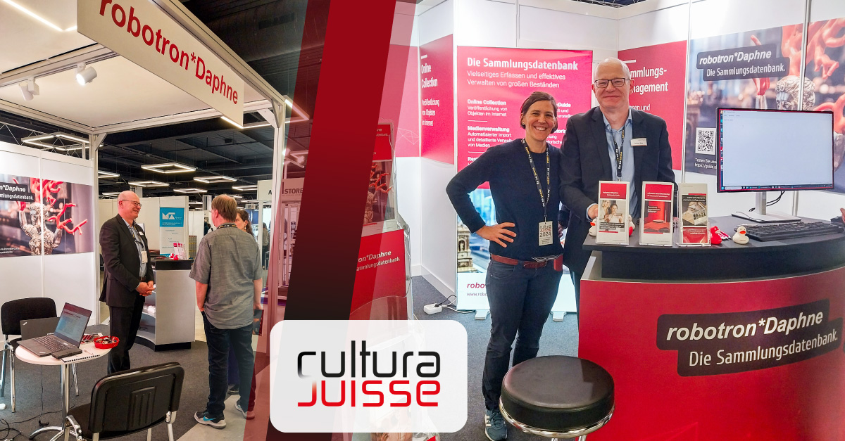 Unser #TeamRobotron ist aktuell bei der CULTURA SUISSE zu Gast. Wir freuen uns sehr, das Sammlungsmanagement-System robotron*Daphne in Bern vorzustellen.

Schauen Sie gern für eine persönliche Live-Demo vorbei, wir erwarten Sie an Stand 1.212!

#CulturaSuisse