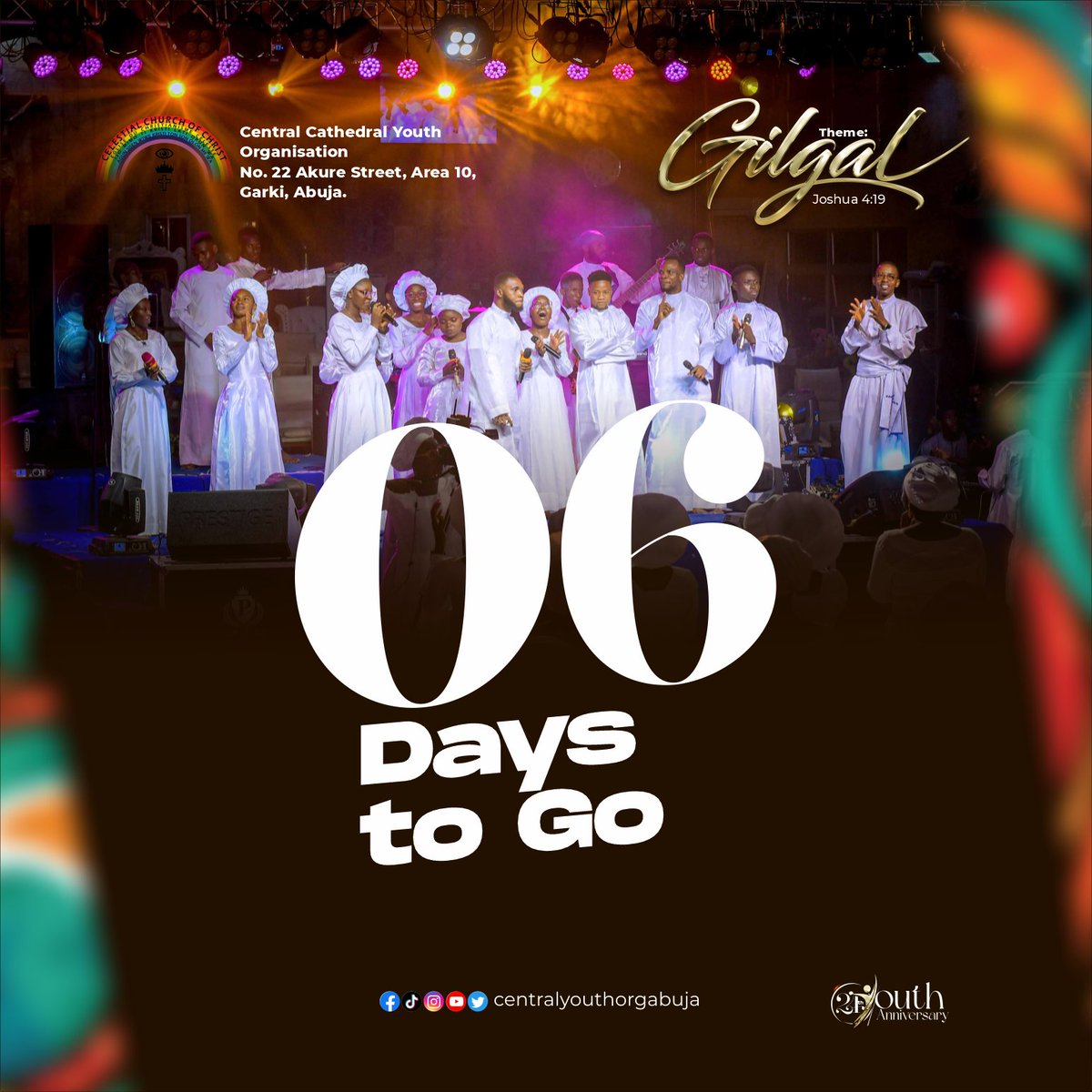 centralyouthorg's tweet photo. Six days left! The excitement is building.
.
.
.
.
.
.
@centralcathedralabuja @weintheccc @celestialgeneration 
#Centralyouthorg #centralcathedral #Gilgal2024 #Gilgal24 #cyo24ya #ccyogilgal #cyogilgal #cyoanniversary #whitegarment #cele #ccc #viral #reels #fyp #abujacele https://t.co/D62Mqe1Tyu