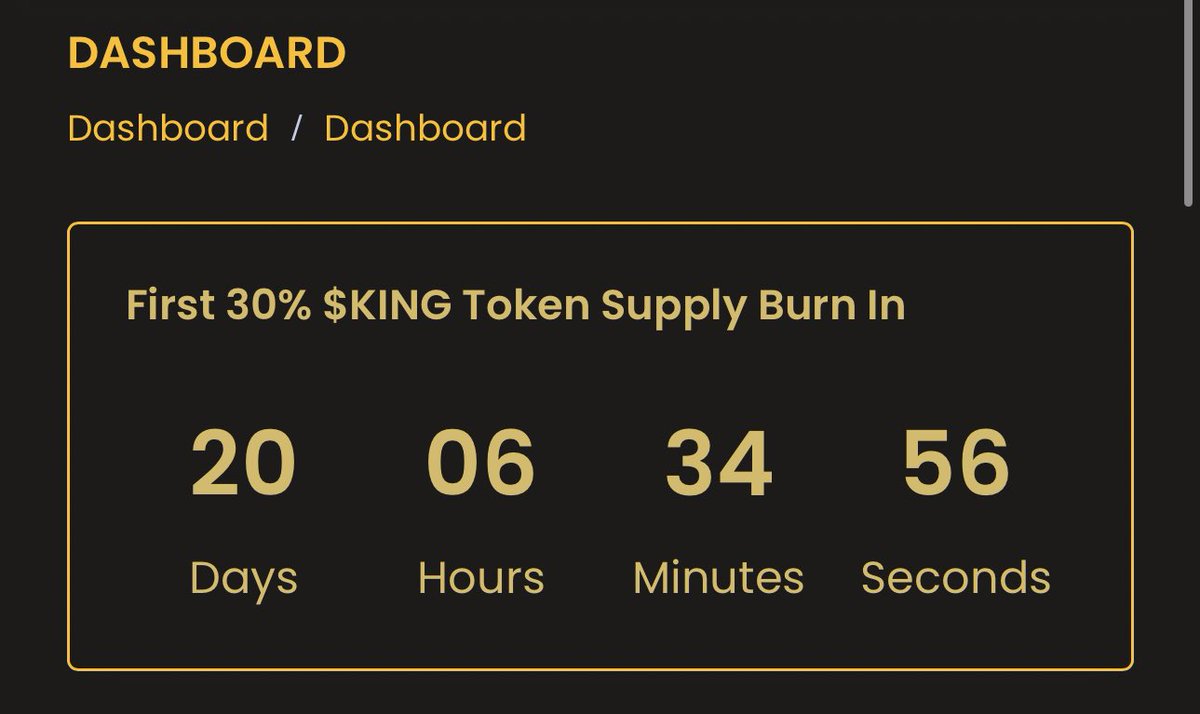 🚨 It is getting closer & closer 🕰️ In just 20 days we have the BIG EVENT We will BURN 🔥 30% of the total $KING Token Supply - we will be Burning 60 billion tokens 🚀 This will cause a HUGE Spike in Price ‼️