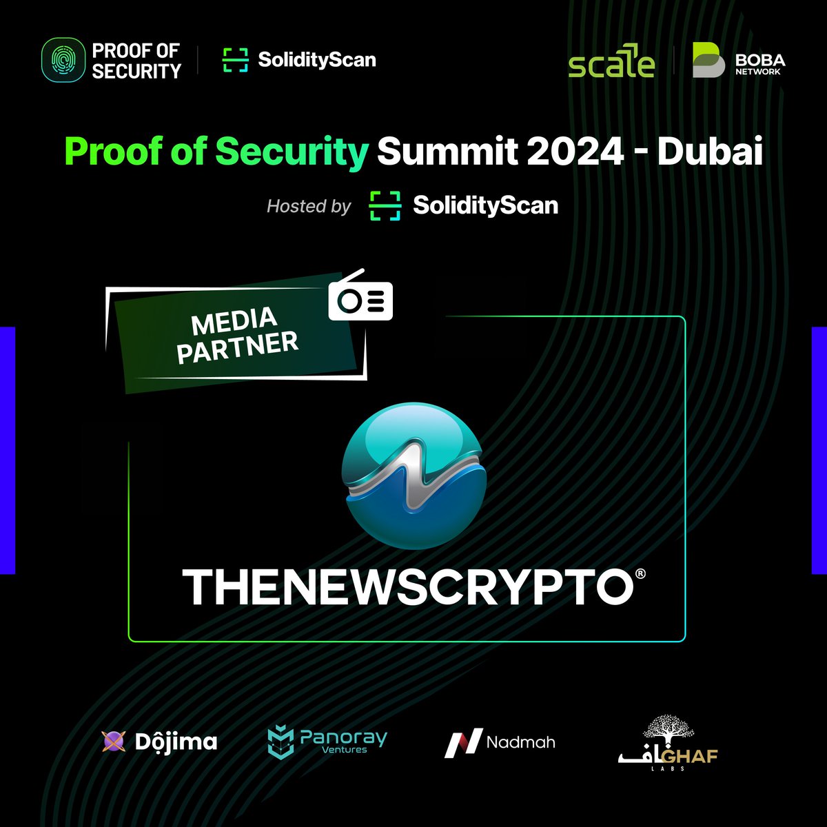 Happy to onboard, @The_NewsCrypto as a media partner for Proof of Security Summit 2024 Dubai by @SolidityScan. Link to Register: lu.ma/Proofofsecurit…
