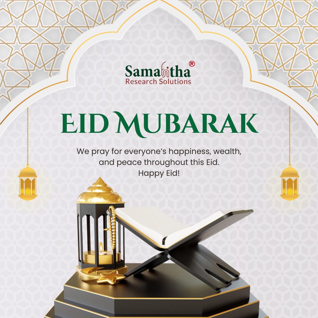 Team Samahitha sends warm wishes for a joyous Eid filled with love and peace. May this festive occasion bring you closer to your loved ones and strengthen the bonds of unity and harmony. Eid Mubarak.
 #eidmubark2024 #samahitharesearchsolutions #clinicalresearch #clinicaltrial