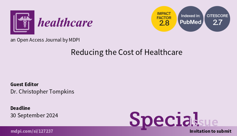 #CallforPapers 

'Reducing the Cost of Healthcare'

📚Join us in exploring the challenges and difficulties in controlling #healthcare #costs from theoretical or practical perspectives.

☀️Edited by Dr. Christopher Tompkins!

🔔Deadline: 30 September 2024

mdpi.com/journal/health…