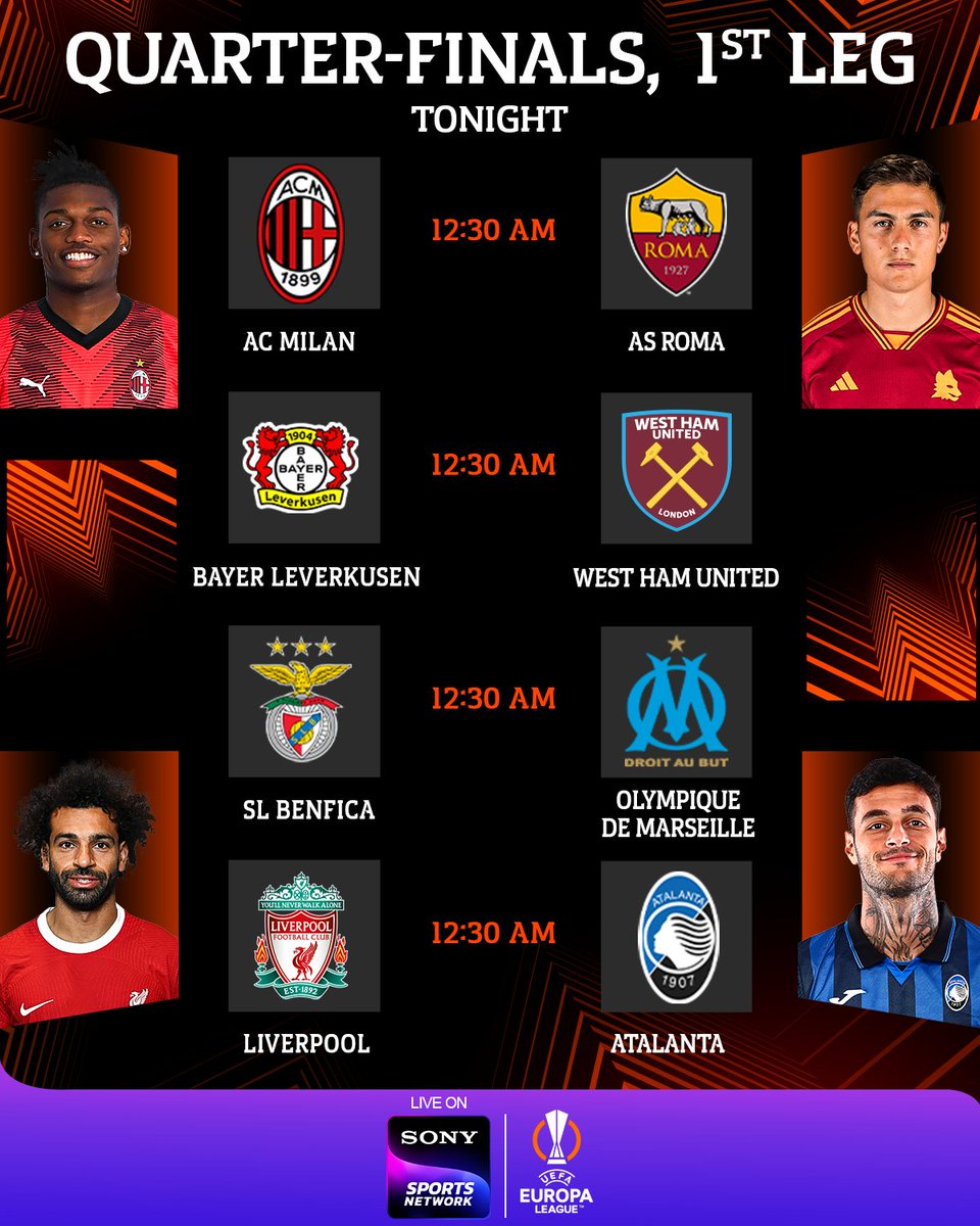 Some big matches in store in the #UEL quarter-finals 👀💥 #SonySportsNetwork #EuropaLeague