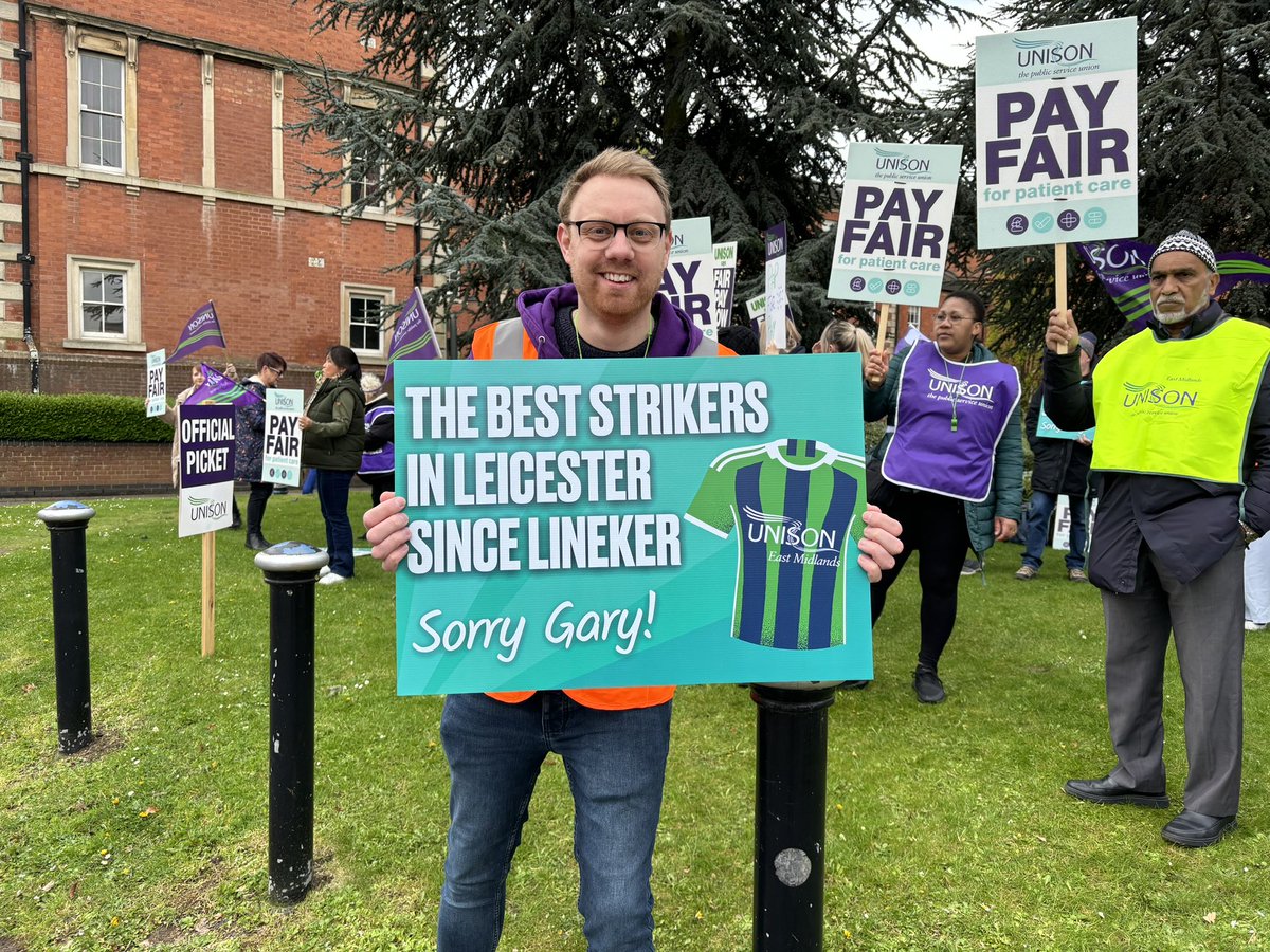 Very proud of these! On the picket line with Leicester healthcare assistants on strike for fair pay 💜 @unisontheunion