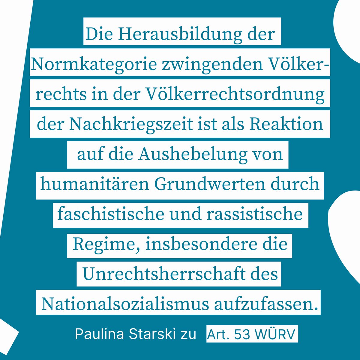 ⏳In 4 Tagen erscheint @unrechtmitrecht. Heute zitieren wir @paulinastarski. Sie ist Inhaberin eines Lehrstuhls u.a. für Völkerrecht @UniFreiburg und hat den Beitrag zu Art. 53 Wiener Übereinkommen über das Recht der Verträge geschrieben. #unrechtmitrecht