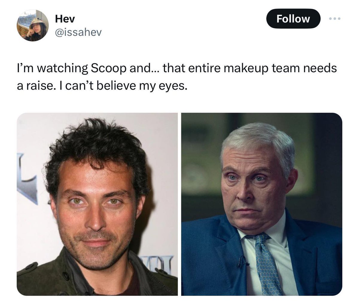 Well done to the Hair and Make-Up team on #Scoop. 👏 #tvjobs #filmjobs #lovingyourwork