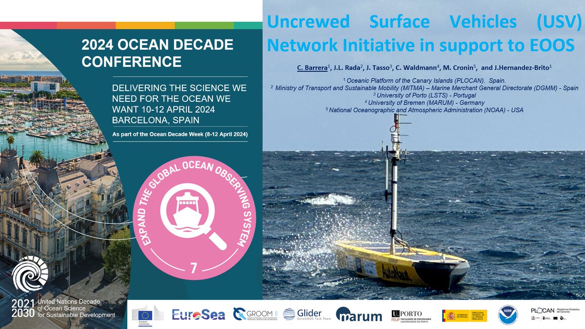 @plocan is glad to be part of this key session on #OceanObserving #technologies to improve the @GOOSocean strategy @EuroGOOS @Euro_Sea @Groom2RI @MISSIONATLANTIC @TechOceanS @MinkeProject @lstsfeup #MARUM #ICTSNews @UNOceanDecade @NOCnews @NOAA #USV #OceanDecade24 @IMOHQ