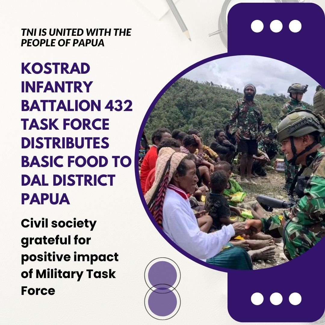 KOSTRAD INFANTRY BATTALION 432 TASK FORCE DISTRIBUTES BASIC FOOD TO DAL DISTRICT PAPUA  #IndonesianMilitaryHelpPapuan #NoSeparatism #CaringEachOther #PapuaNKRI