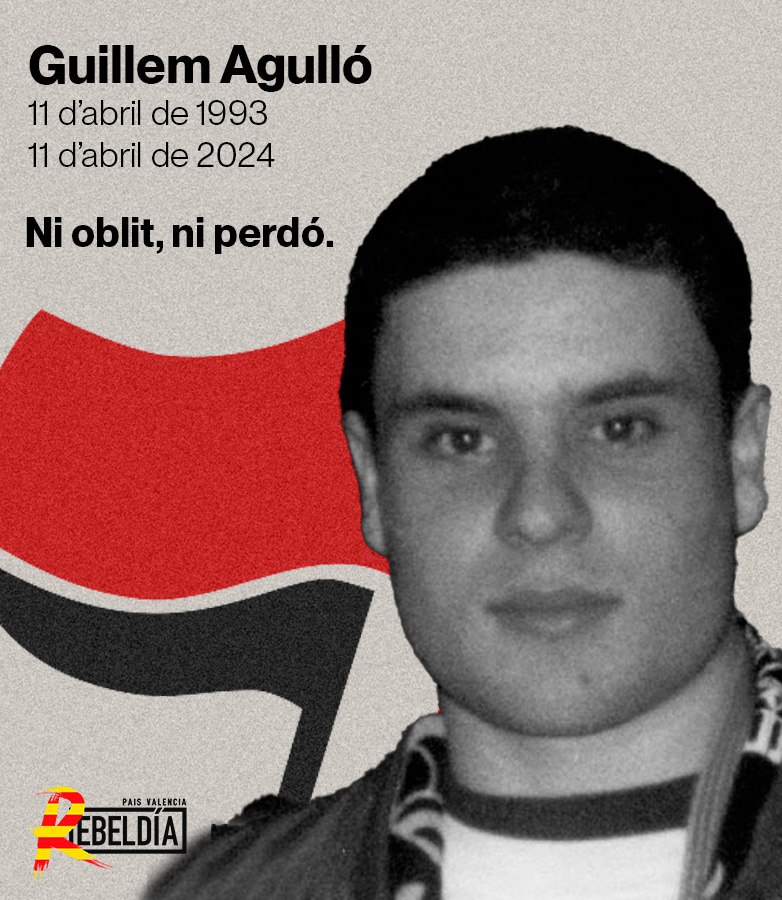 Es compleixen 31 anys de l'assassinat a l'antifeixista Guillem Agulló per neonazis. Tenia 19 anys. ⚫️ 🔴 Ni oblit, ni perdó.