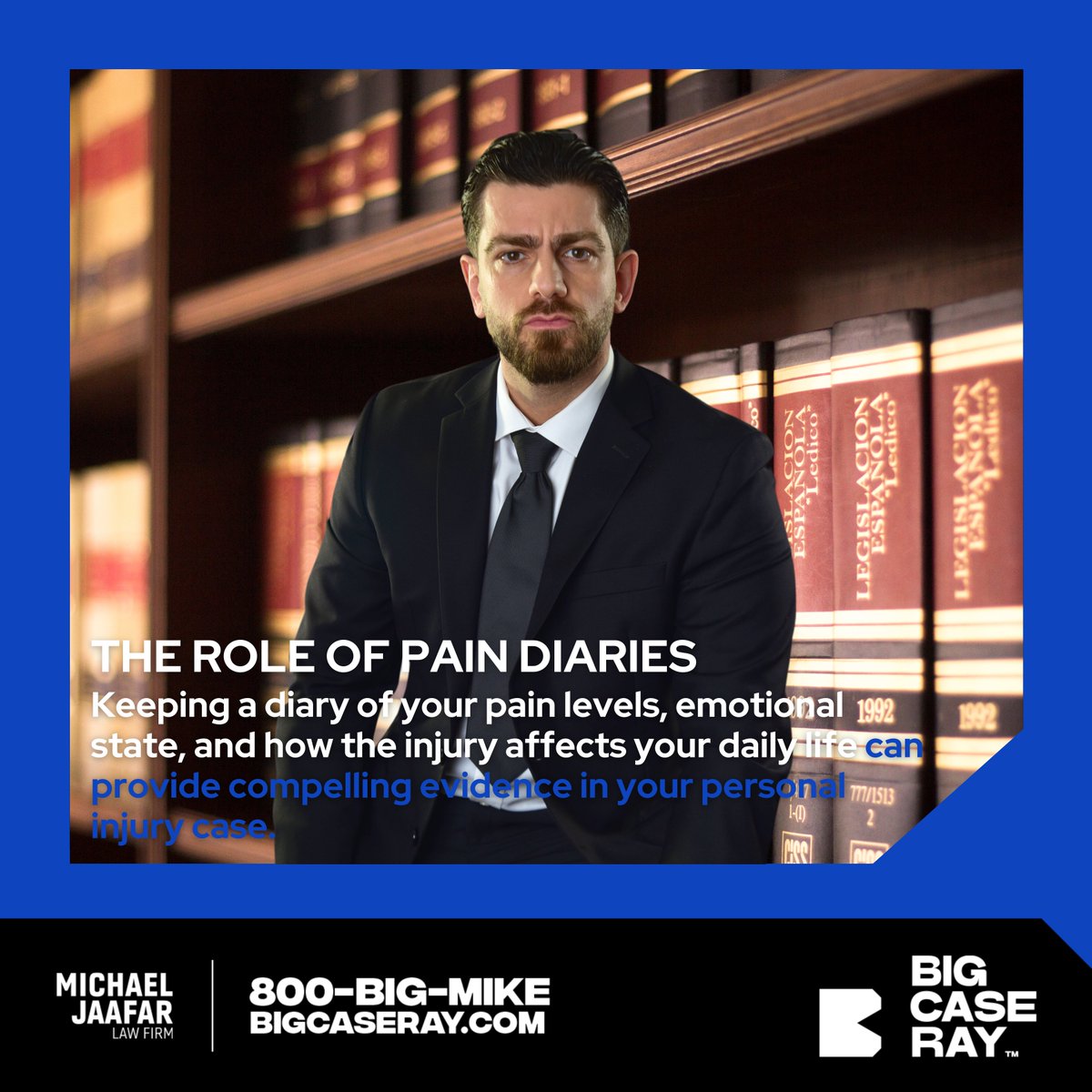 BIG CASE RAY
'The Role of Pain Diaries'
Personal Injury Facts. 💡
.
.
.
.
.
#bigcaseray #rayrahal #mikejaafar #bigmike #800bigmike #personalinjury #personalinjurylawyer
#injuryattorney
#accidentlawyer
#legalhelp
#injured
#compensation
#justice
#personalinjuryclaim
#lawyerlife