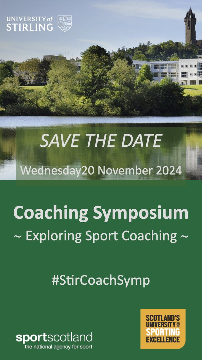Excited to be starting planning for our next Coaching Symposium this November. @StirUni @sportscotland @Stir_AcadSport Information and booking details to follow in early summer. Please save the date and share it #StirCoachSymp2023 for an idea of what was on offer last year