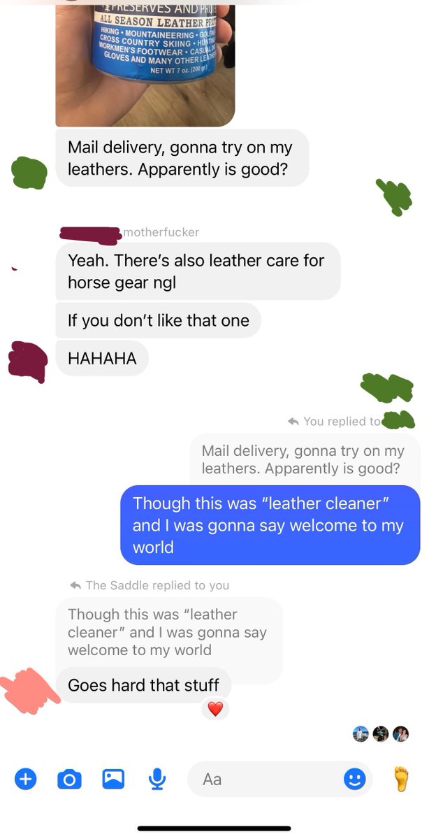 Guys in the group chat got some leather protector today and for a moment I thought they said leather cleaner… My mate apparently knows all about it 👀