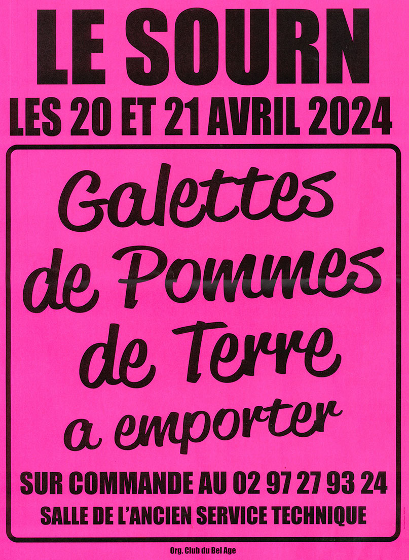 Galettes de pommes de terre les 20 et 21 avril 2024 #LeSourn #Pontivy #Morbihan