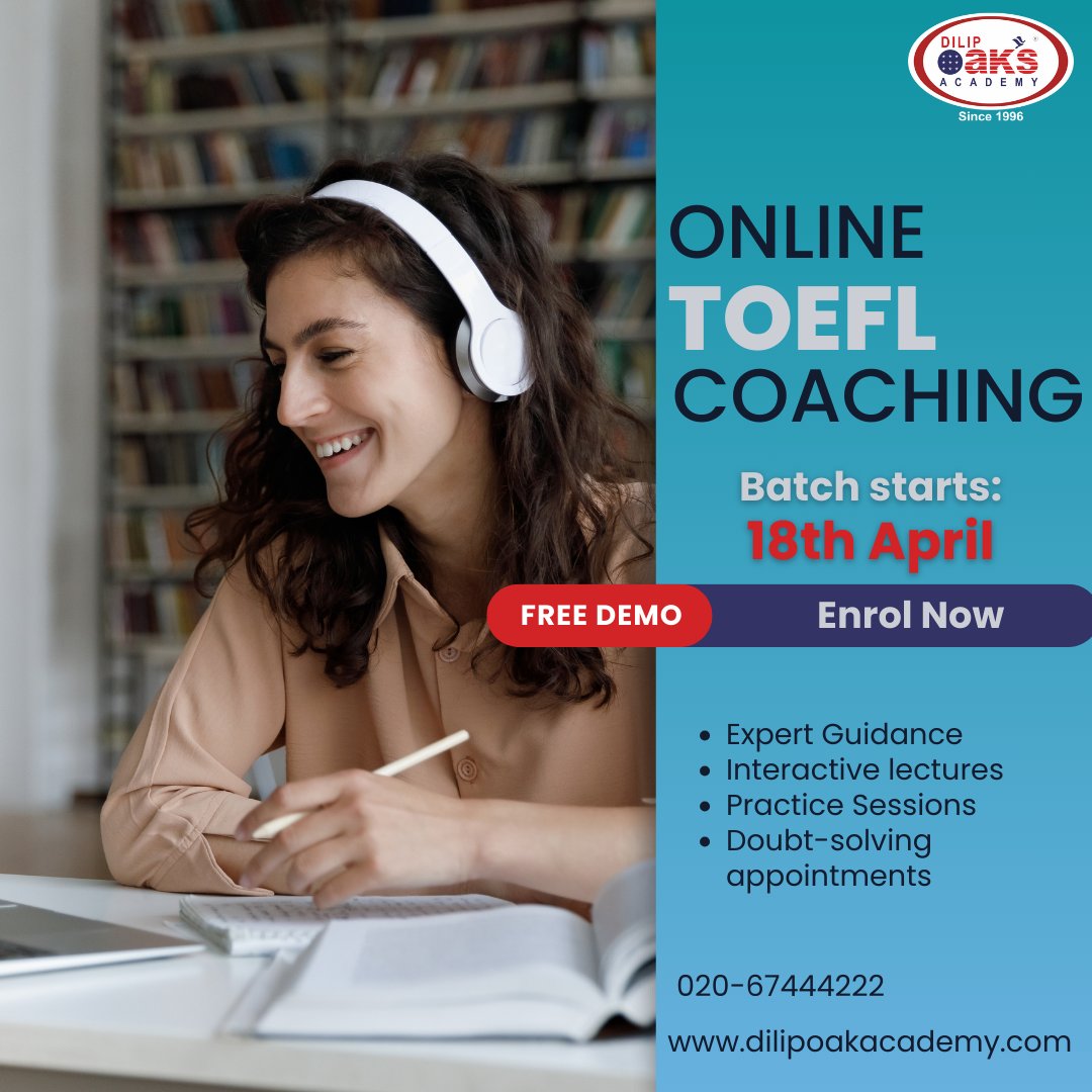 Boost your English fluency and confidence with our dynamic TOEFL batch sessions! Join our batch starting 18 April. Link in Bio! #dilipoaksacademy #studyabroad #studyabroadconsultants #MsinUSA #studyinusa #highereducation #studyinamerica #toefl #toeflcoaching #toeflpreparation