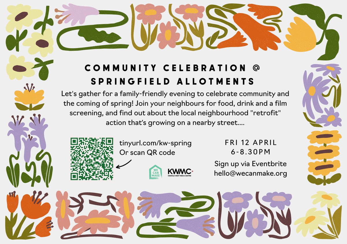 Happening tomorrow evening at Springfield Community Allotments! We’ve got delicious food, live music, sunflower seeds to plant, stories to share, and a special screening of @BankJobPictures film.. Tinyurl.com/kw-spring @knowlewestmedia @knowle_west