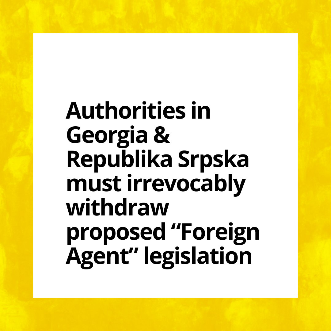 Members of the Network of Human Rights Houses urge authorities in Georgia 🇬🇪 and Republika Srpska 🇧🇦 to withdraw legislation threatening to stifle independent civil society. Full statement 🧾bit.ly/3TJ6unG @HRHFoundation @hrhyerevan @pinkarmenia @SACC_Yerevan…