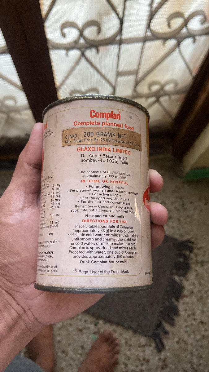vishnuprivi's tweet image. #complan 200g manufactured in oct 1990 was for ₹ 25 #nostalgia
