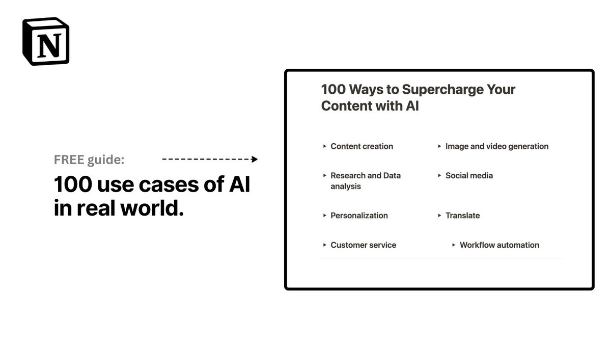 AI is not going to replace you. If you know how to use it. That's why we created '100 ways to use in real world' to help you. It's free for 24 hours. To get this, simply: 1. Like & RT 2. Reply 'Use' 3. Follow me (So, I can DM you)