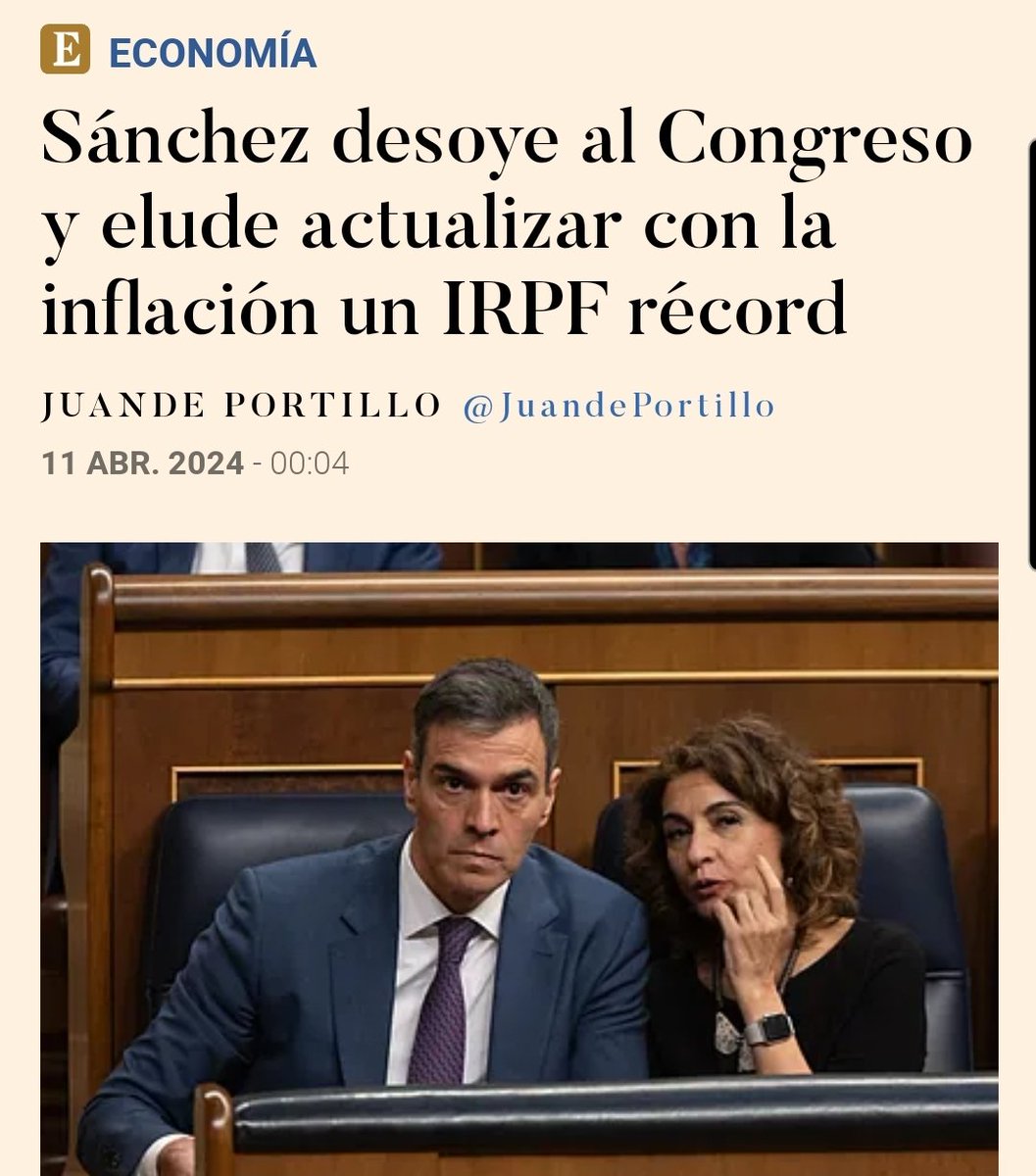Ya estamos acostumbrados a que Sánchez no nos haga caso. Pero que no lo haga por nosotros, sino por los millones de españoles que se beneficiarían de esta medida. La inflación y los impuestos se están comiendo los sueldos de los españoles. Y, mientras, el Gobierno recaudando.