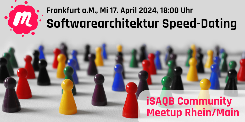 Wer nächsten Mittwoch in Frankfurt und Umgebung ist und sich über Softwarearchitektur austauschen möchte: Ab 18:00 Uhr steigt bei @Accso ein passendes Speed-Dating im @isaqb Meetup. Sehen wir uns? Details + kostenlose Anmeldung: meetup.com/de-DE/isaqb-so…