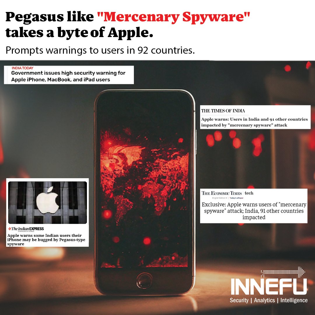@Apple has cautioned its users of a vulnerability in its operating system (OS) that can leave devices exposed to cyber attacks.

Read more to learn which devices have been impacted and how to secure them.
@Apple @IndianCERT #MercenarySpyware #spyware