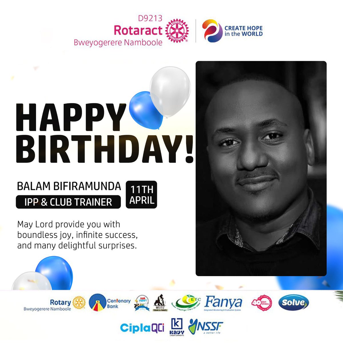 To our IPP, @bfBalam, your aesthetic self is the definition of classy and recherché and today we celebrate all that there is that defines you as person. We appreciate your works at the club and district at large. May your mentorship continue to inspire. Happy birthday kind sir