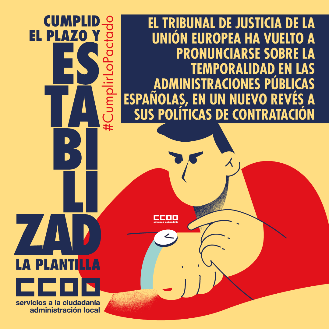 FSCdeCCOO's tweet photo. 🇪🇺 La legislación española y la europea contemplan la reducción de la temporalidad en las Administraciones Públicas.

✊ Luchamos por el empleo público de calidad y exigimos que se ejecuten las Ofertas de Empleo Público para reforzar las plantillas.

#CumplirLoPactado https://t.co/U84PQbgUI1