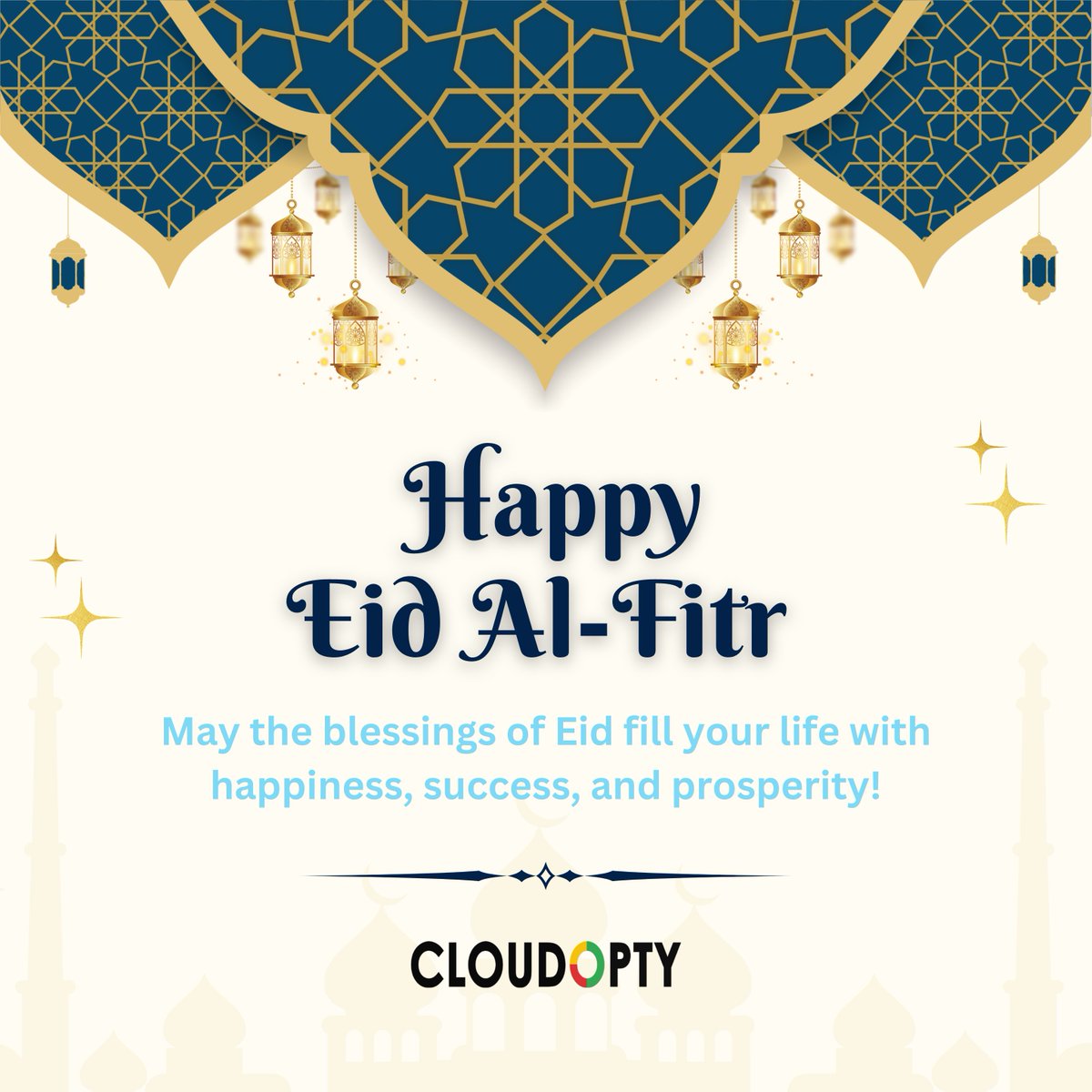 🌙May the joyous occasion of Eid al-Fitr fill your hearts with love, your homes with laughter, and your lives with prosperity. Eid Mubarak to all celebrating! ✨#EidAlFitr #EidMubarak #JoyfulCelebration #CloudOpty #cloudcomputing #cloudserviceprovider #compliance #cloudsecurity