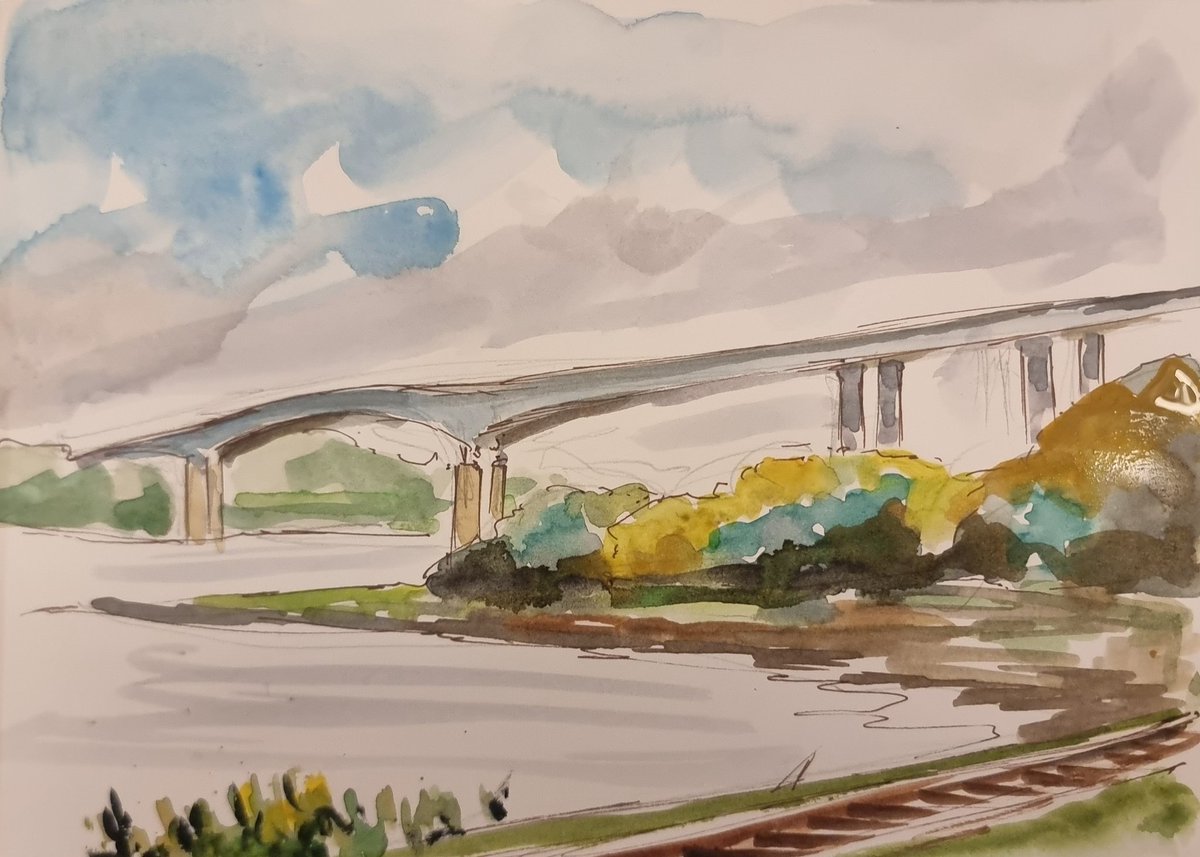 Cycling the new Greenway along the Foyle I stopped to sketch Foyle bridge #norniron