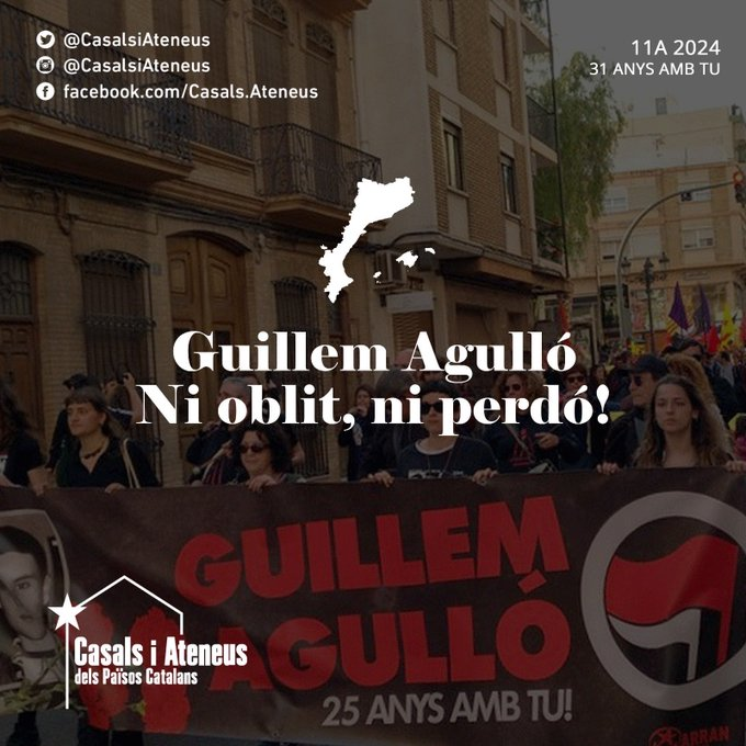 🌹✊🏿 Guillem, 31 anys no ens han fet oblidar-te. A #Manlleu i arreu dels Països Catalans, el millor homenatge, la victòria. La lluita continua! #31AnysAmbTu