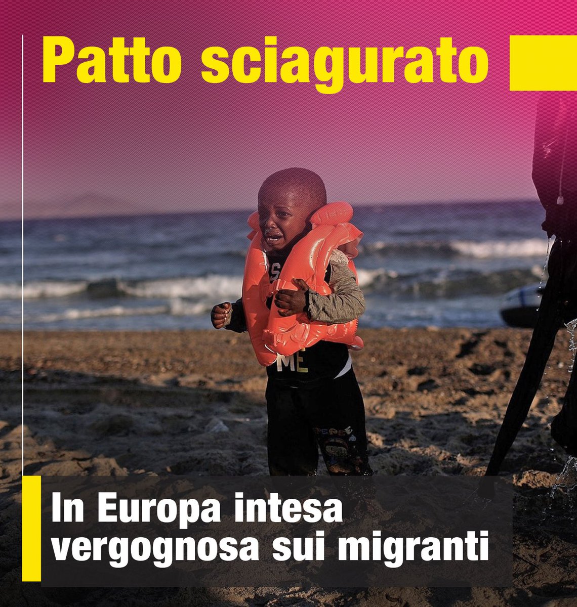 Ieri #10aprile è stato approvato il nuovo Patto europeo sui #migranti. Un patto scellerato e immorale che non fa altro se non mettere ancora più a rischio le vite di chi migra. In sostanza, l' #Europa blinda i suoi confini minacciando il diritto d'asilo e i principi basilari…