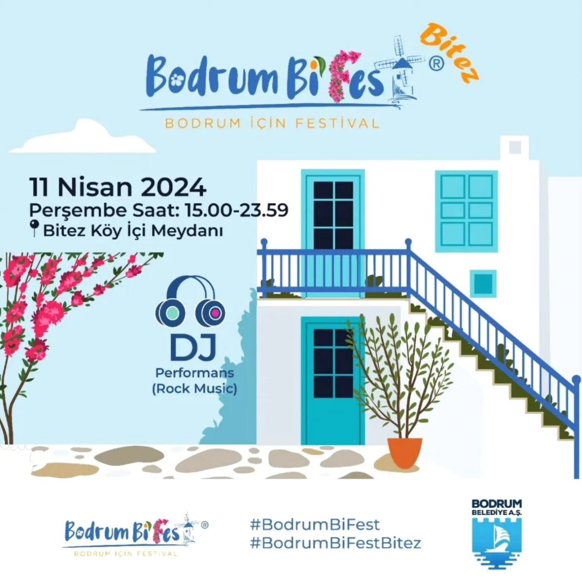 Bodrum Belediye A.Ş.'nin planlama ve koordinasyonunu yürüttüğü “Bodrum BiFest” başlıyor! 🥳 11 Nisan Perşembe Bi’Fest Bitez’de DJ Mustafa Aydoğdu ve DJ Genco eşliğinde Rock Müzik, 12 Nisan Cuma Bi’Fest Sunset’te DJ BayChocolatte ve DJ Cenk Savaş eşliğinde Electro House Müzik