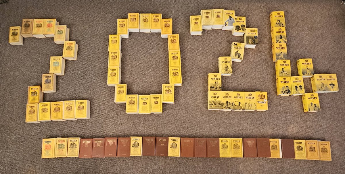 #MyWisdenCollection in numbers: 77 out of 160, beginning 1947.  Collection started with 1978, an inspired Christmas gift courtesy of a sports loving relative.  7 days to fill the gap with no 78...or is that no 161...or maybe 2024 @WisdenAlmanack