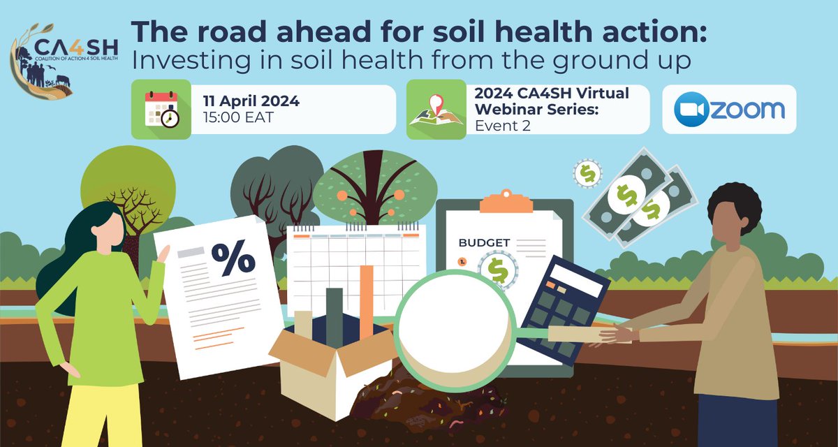 📢 Have you registered for CA4SH #finance webinar happening later today? We will discuss #SoilHealth #financing post-#COP28UAE 🗓️11 April 2024 ⏲️3:00-4:00 PM EAT Don't miss out! Register here✍️: shorturl.at/efCKN
