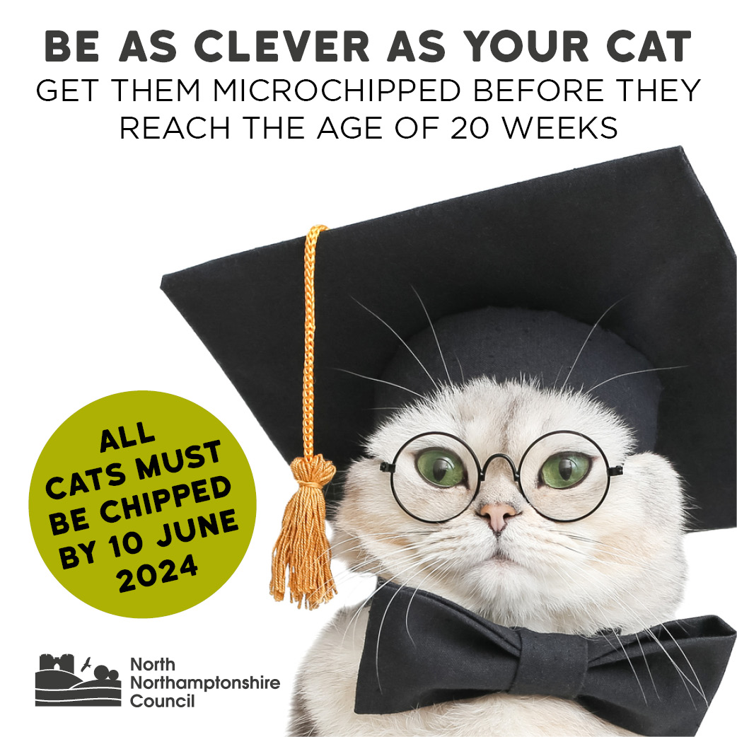 🐾 It’s National Pet Day today, and we’re calling all cat owners 🐾 Have you heard about the new legislation that your pet cat must be microchipped by 10 June 2024? Find more information at ow.ly/ySra50Rco22