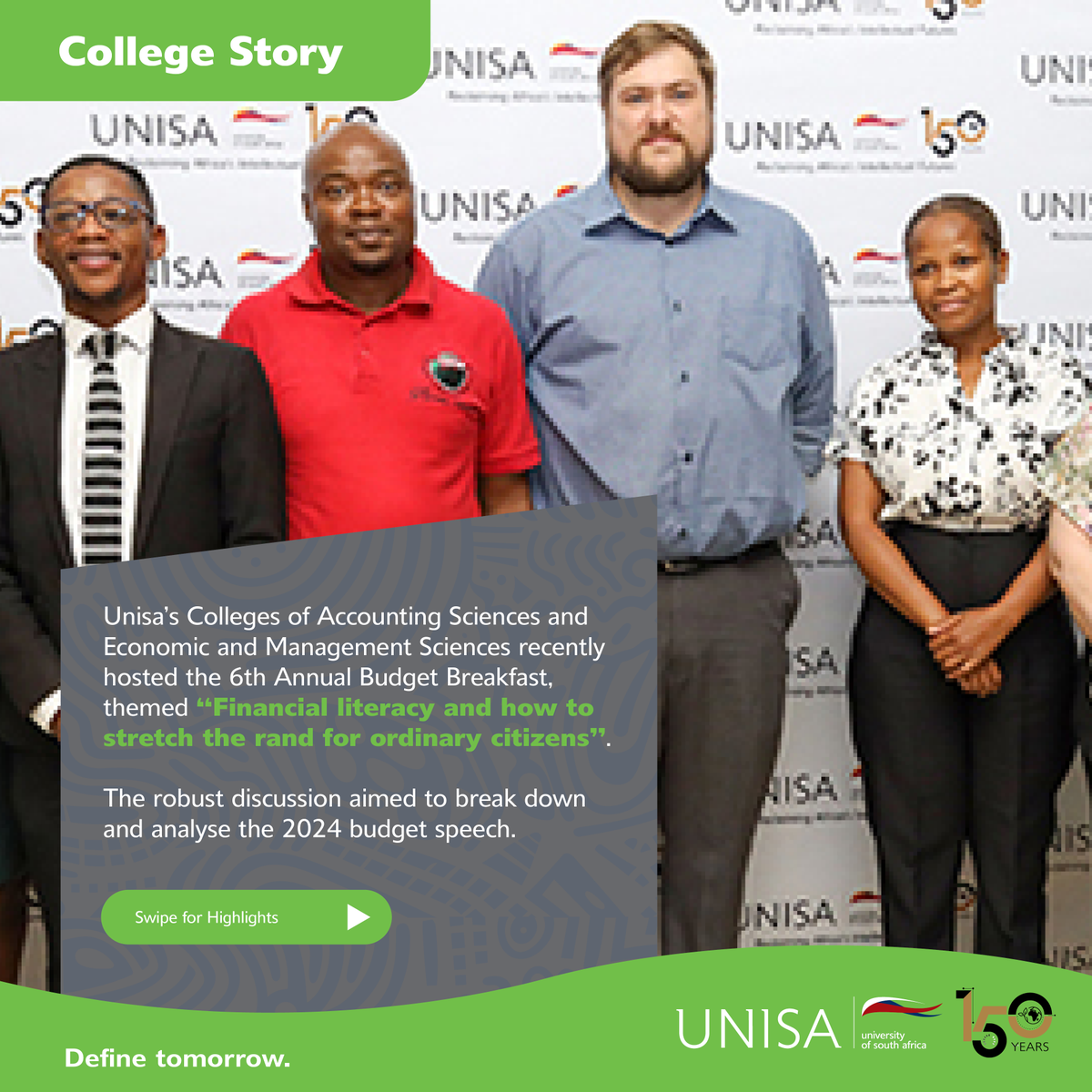 UNISA's Colleges of Accounting Sciences and Economic and Management Sciences sparked important discussions at the 6th Annual Budget Breakfast, addressing critical topics such as financial sustainability, inequality, and tax capacity. ow.ly/lqpg50Rbcgo