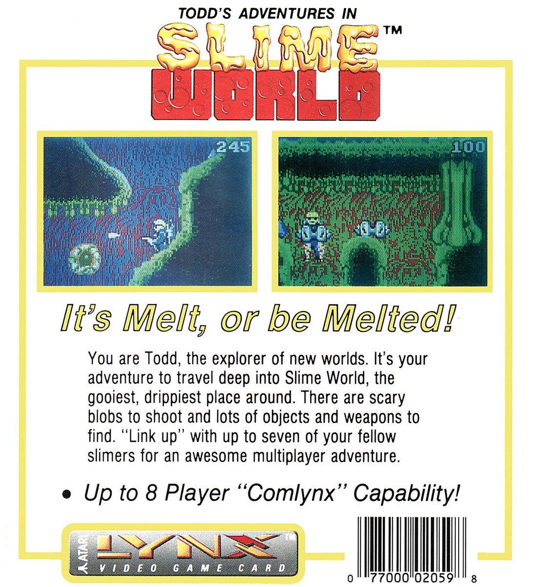 TODD'S ADVENTURES IN SLIME WORLD: In 1990 a galactic explorer touched down on a planet filled with monsters and gems. An excellent action adventure game for the Atari Lynx this also came to other formats, did you ever link with 7 friends? #retrogaming #Atari #Sega #90s #gaming