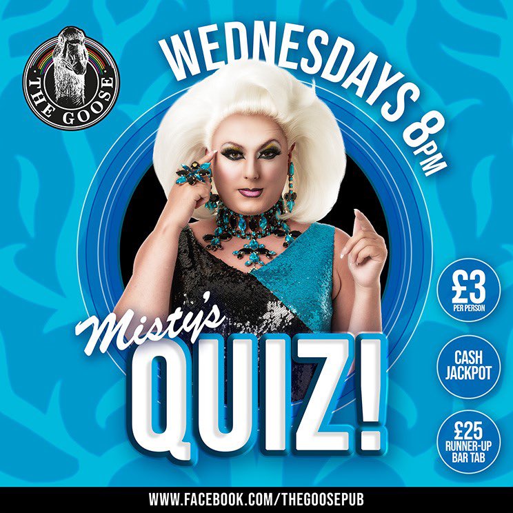MISTY CHANCE AND THE QUIZ ARE BACK! After a long 7 week break Misty’s Goose quiz is back NEXT WEEK!🥳 Increased runner up prize and more importantly and increased jackpot 🤑 To book your space give us a call, drop us a message or speak to our team this weekend 0161 236 8158