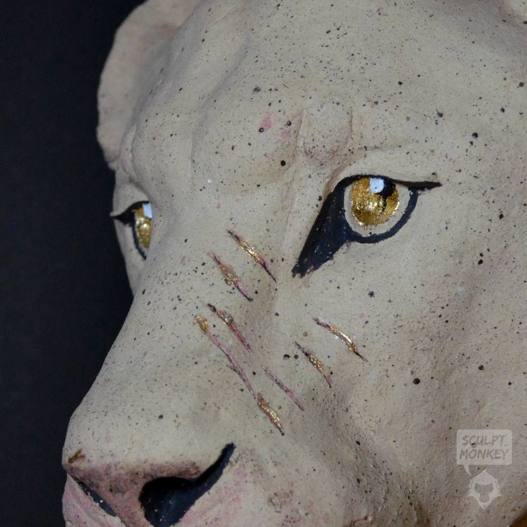 barney_joseph's tweet photo. Details of my Original Art: Khata Lioness - For Sale!
This Lioness head is a wall hanging made with traditional earthenware clay and fired to 1220 degrees centigrade. The colours are stains and I used gold gilding paper to accentuate certain details. 
https://t.co/0u3ygR6JFR https://t.co/sCaLQjNdxE