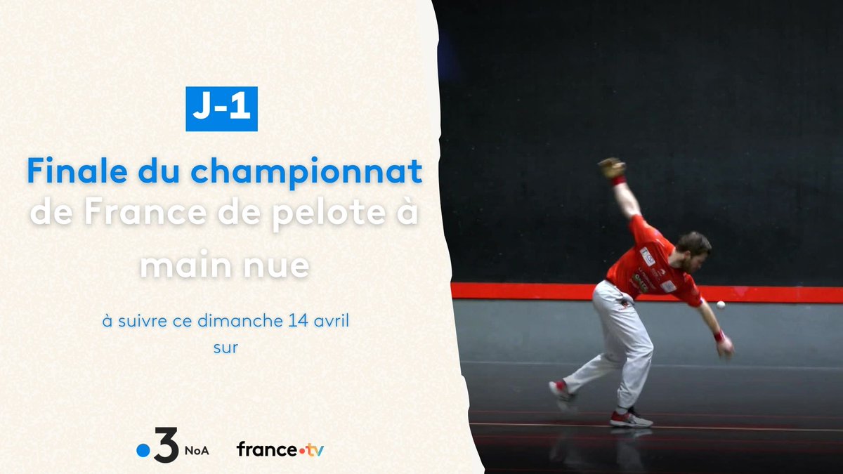 🏏#pelotebasque : Finale du championnat de France de pelote à main nue en équipe 📺A vivre en direct sur @F3NoA & france.tv le dimanche 14 avril