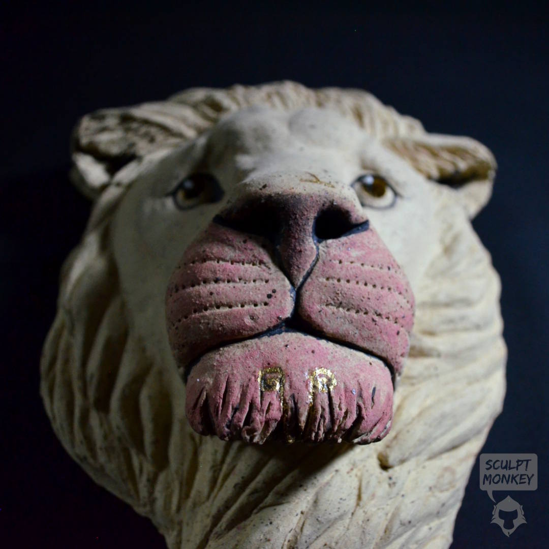 barney_joseph's tweet photo. Details of my Original Art: Khata Lion - For Sale!
This Lion head is a wall hanging made with traditional earthenware clay and fired to 1220 degrees centigrade. The colours are stains and I used gold gilding paper to accentuate certain details. 
https://t.co/WmVtAq22wI https://t.co/h7gVUfGK6w