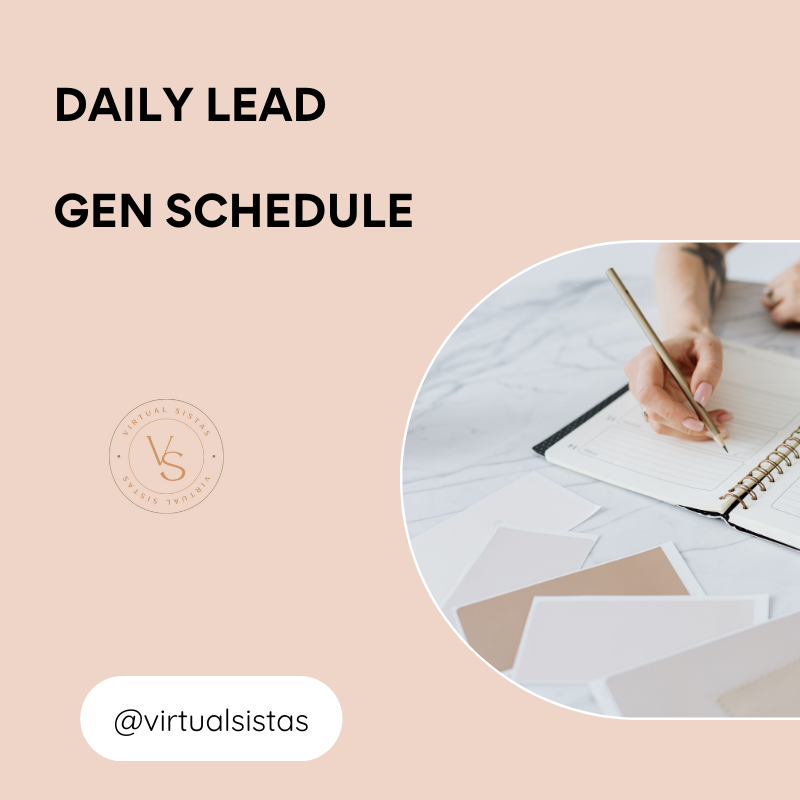 Are you generating enough leads?
.
This schedule is to complement the 'How to Land a Client in 13 Days' e-book. 
.
You can get your FREE copy at virtualsistas.com
.
The link is always located in our bio❤️
.
.
.
.
#Virtualsistas #VirtualWork #DigitalSupport #TaskAssistant