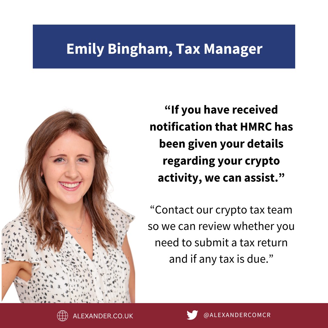 Our crypto tax team are on hand to help you navigate the world of tax when it comes to your crypto assets. 

Get in touch to discuss your needs with one of our crypto tax experts.

alexander.co.uk/services/crypt…

#cryptoasstes #cryptotax #cryptotrader