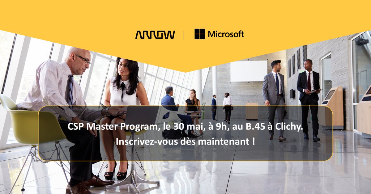 Rejoignez notre CSP Master Program, le 30 mai, au B.45 à Clichy ! Participez à ces sessions adaptées à vos besoins, que vous ayez un profil technique ou commercial.

Date: Jeudi 30 mai
Horaires: De 9h00 à 16h00
Lieu: B.45, Clichy
    
Inscrivez-vous👉 arw.li/6014wnAai