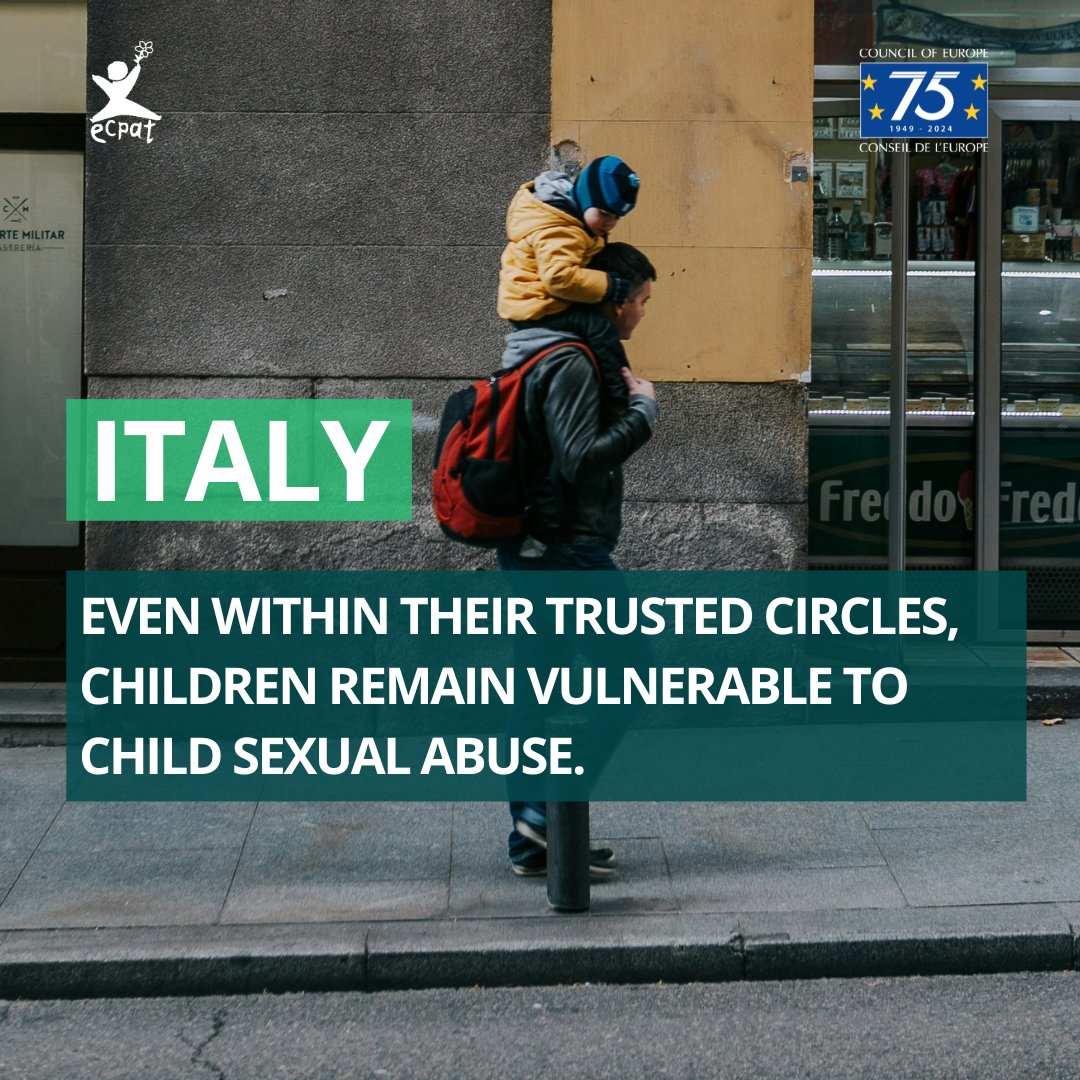 Even within their trusted circles, children in Italy remain vulnerable to child sexual abuse. The latest @coe-@ECPAT joint #CountryOverview revealed that around 40% of hotline and helpline cases in 2022 involved the child's parents. 👉 Learn more: bit.ly/ItalyCO-R