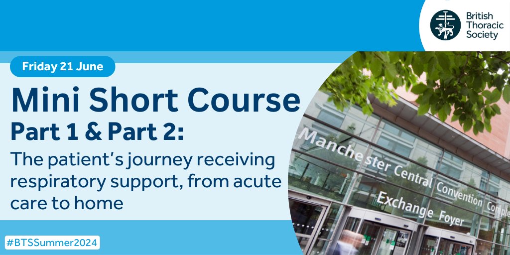 For an in-depth clinical learning opportunity, this mini short course at the BTS Summer Meeting will look at patient management, weaning and the involvement of the respiratory MDT. Learn more and book your Summer Meeting ticket: bit.ly/41U13Ws #BTSSummer2024