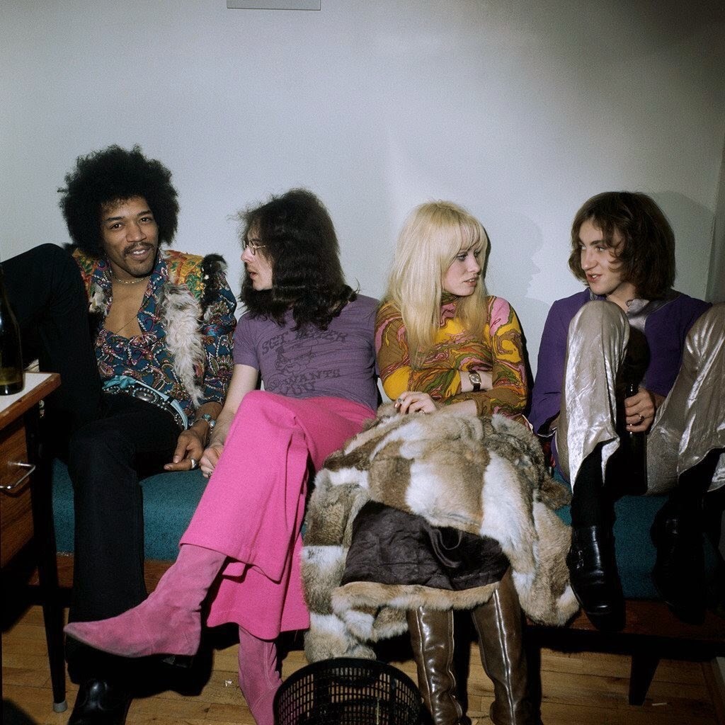 The Jimi Hendrix Experience backstage in Copenhagen, Denmark, 1969.