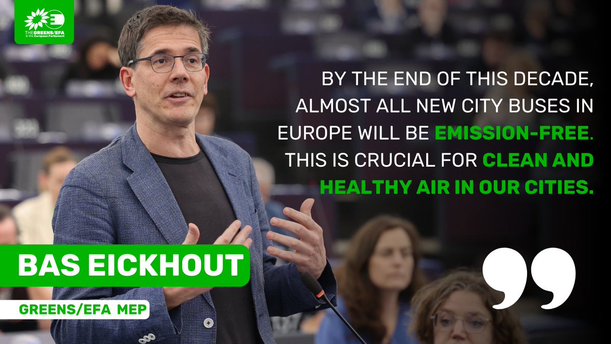 MEPs vote for cleaner trucks and buses on our roads! 🎉 'Thankfully MEPs saw through the attempts to sabotage the deal with amendments, which would have undermined the climate ambition of the Regulation”, says our MEP @BasEickhout. Our press release:  greens.eu/3JeAfYR