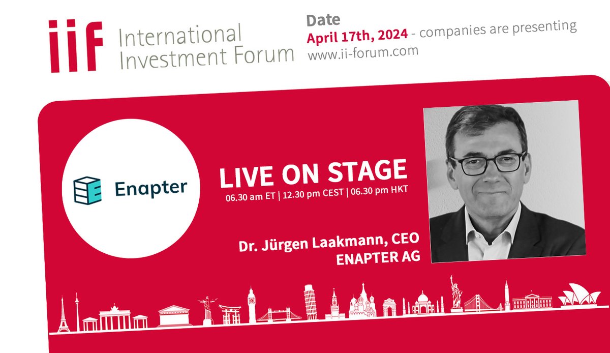 REGISTER NOW: @Enapter will present at the 11th @ii_forum. Dr. Jürgen Laakmann, CEO, is presenting on April 17 at 06.30 am ET - 12.30 pm CET - 06.30 pm HKT and providing updates. #hydrogen #electrolysers #storage Registration is free of charge: us06web.zoom.us/webinar/regist…