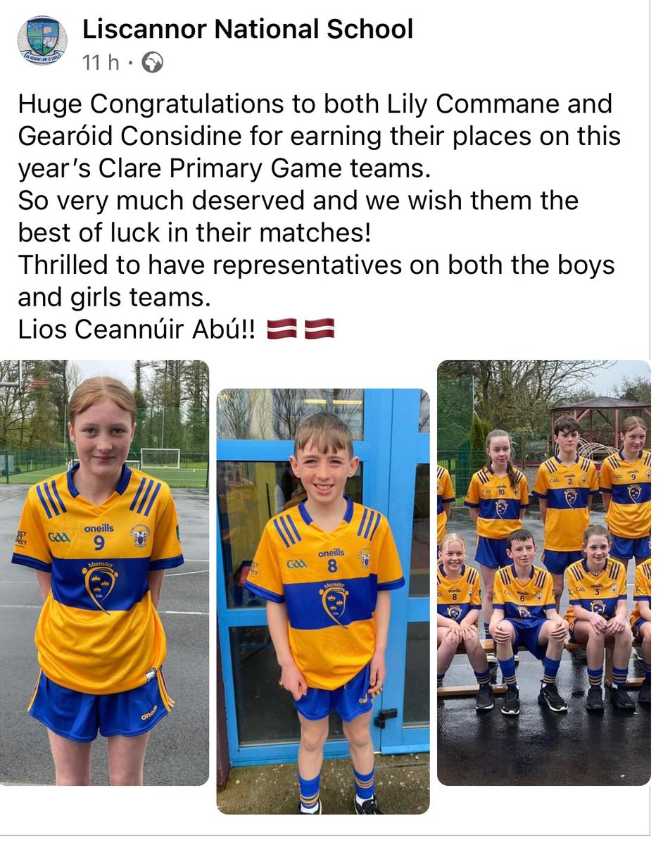 Best of luck to Gearoid and Lily. It will be a proud day for the parish to see 2 of our great  young players line out in Dungarvan along with Darren.